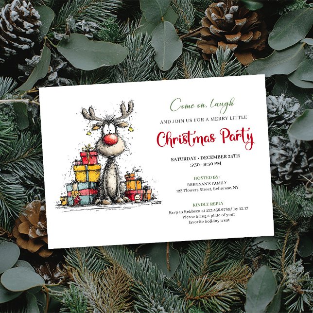 Classic whimsical reindeer Christmas party invite Einladung (Classic whimsical reindeer Christmas party invite

)