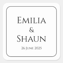 Classic White and Black Square Wedding Stickers