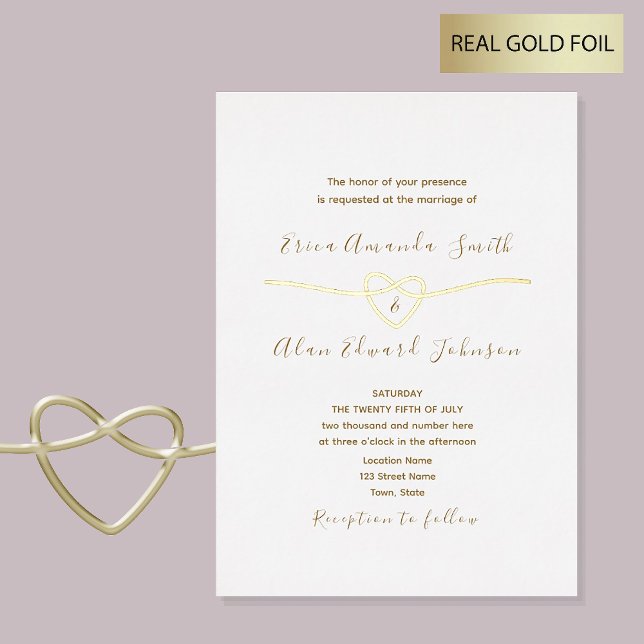 Classic White and Gold Wedding Folieneinladung (Von Creator hochgeladen)