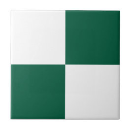 Classic White and Hunter Green Square Box Pattern Fliese