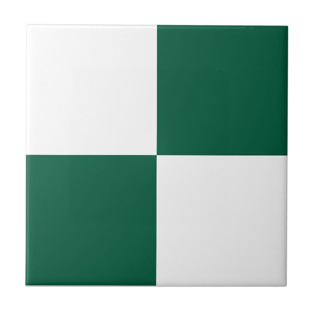Classic White and Hunter Green Square Box Pattern Fliese (Vorderseite)