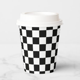 Classic White Black Square Pattern Paper Cups Pappbecher