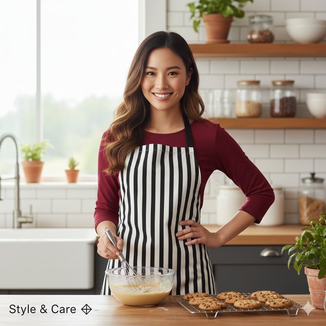 Classic White Black Stripe Pattern For Daily Cook Schürze (Classic White Black Stripe Pattern For Daily Cook Apron)