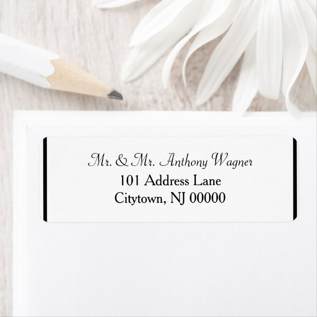 Classic White Black Wedding Address Labels (Insitu)