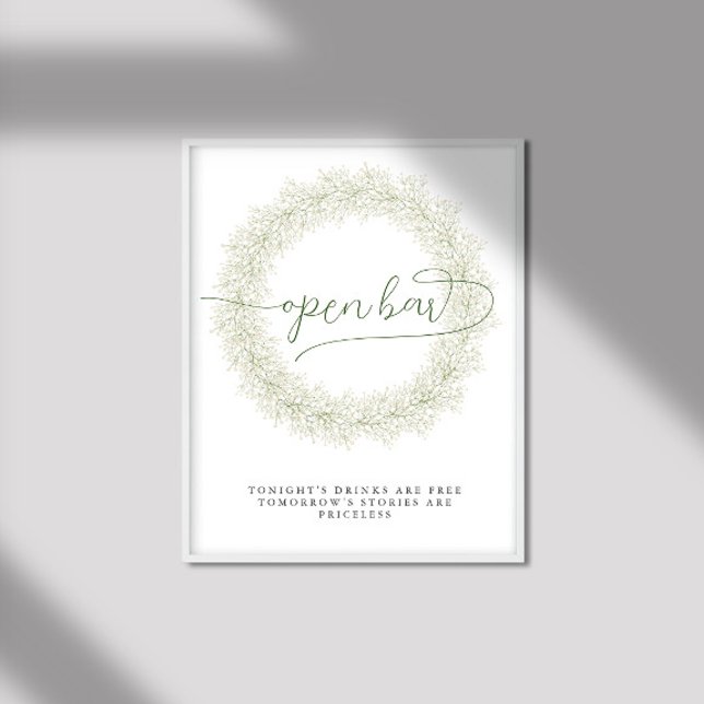 Classic White Blume Brautparty Open Bar Poster (Von Creator hochgeladen)