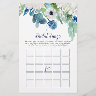 Classic White Blume Bridal Bingo Game Flyer