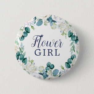 Classic White Blume Flower Girl Brautparty Button