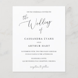 Classic White Elegante Budget Einladung zur Hochze Flyer