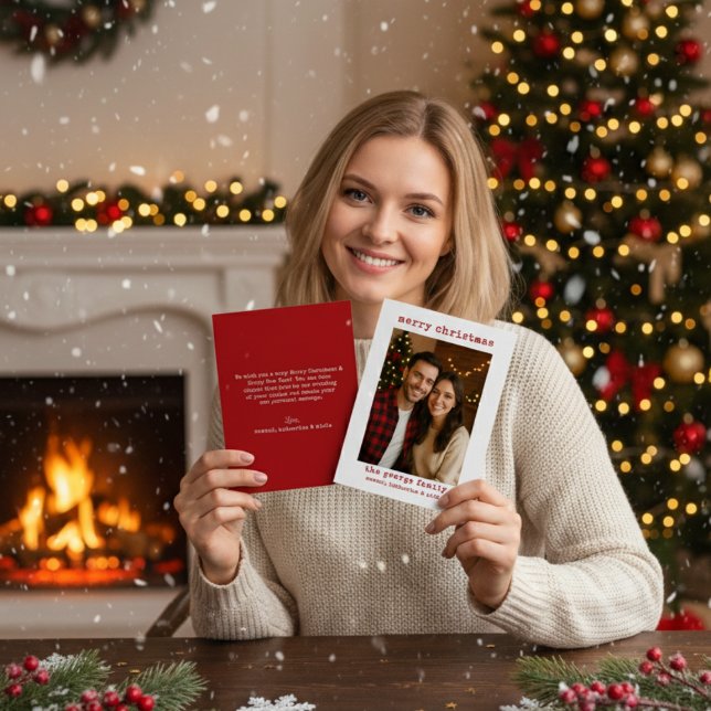 Classic White Festive Photo Collage Christmas Card (Von Creator hochgeladen)