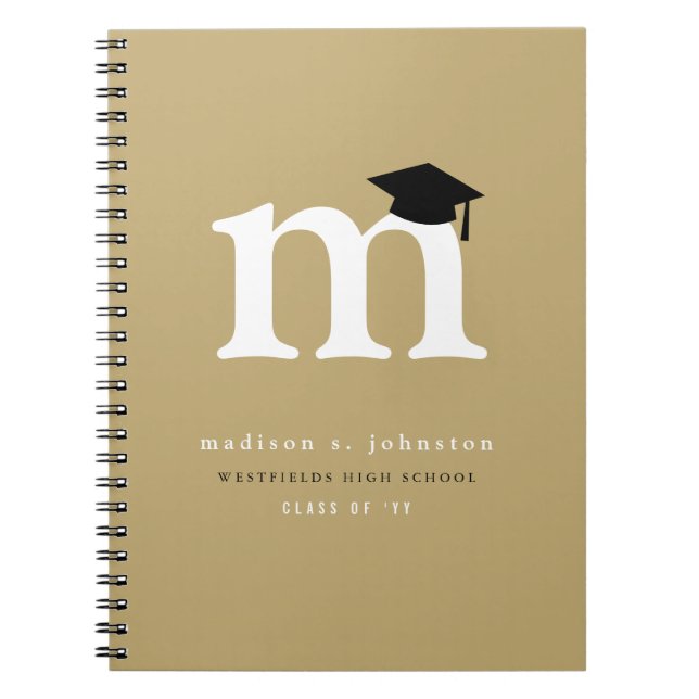 Classic White Monogram and Mortar Board Graduation Notizblock (Vorderseite)