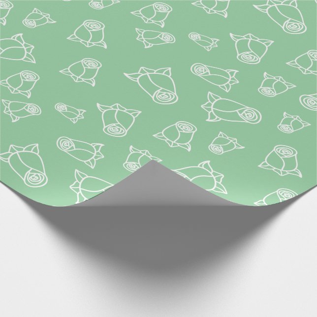 Classic White Rose Hochzeit Zeremonie Grün nahtlos Geschenkpapier (Ecke)