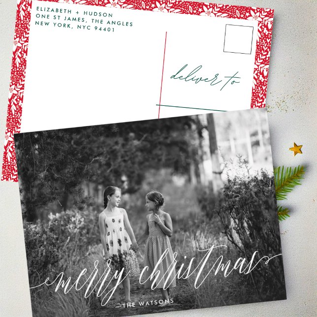 Classic White Script Frohe Weihnachten Foto (Von Creator hochgeladen)