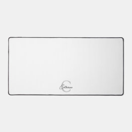 Classic White Script Monogram Schreibtischunterlage