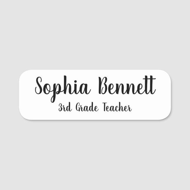 Classic White Teacher Name Badge Namensschild (Vorderseite)