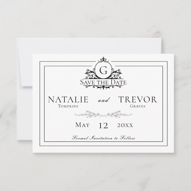Classic White Wedding Save The Date (Vorderseite)