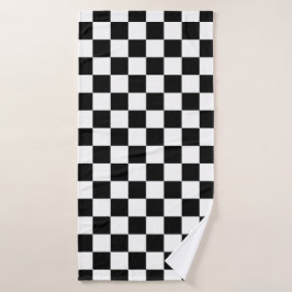 Classic White with Black Square Pattern Style Badehandtuch