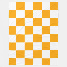 Classic White with Bright Orange Square Style Fleecedecke