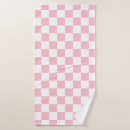 Classic White with Soft Pink Square Pattern Style Badehandtuch