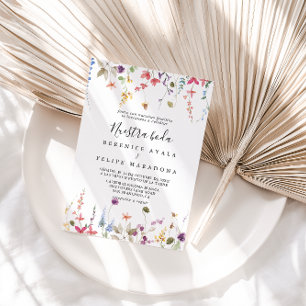 Classic Wild Colorful Floral Nuestra Boda Wedding  Einladung