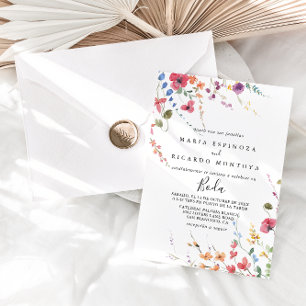 Classic Wild Colorful Floral Spanish Wedding Einladung