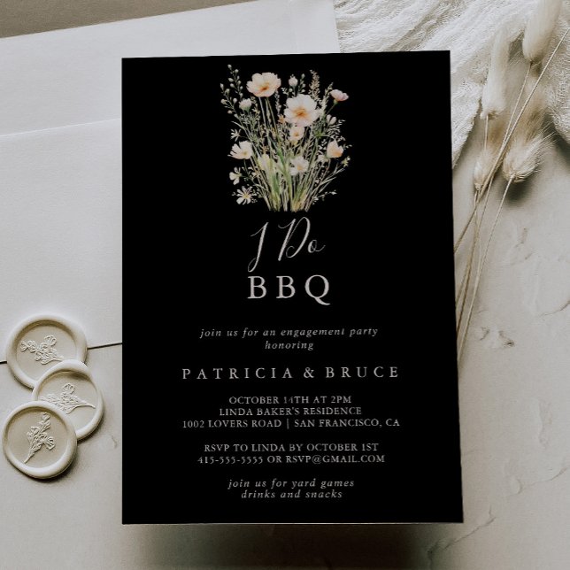 Classic Wildblume Black I Do GRILLEN Engagement Pa Einladung (Von Creator hochgeladen)