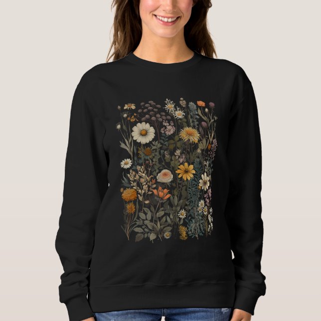 Classic Wildflowers Gardening Flower Graphic Vinta Sweatshirt (Vorderseite)