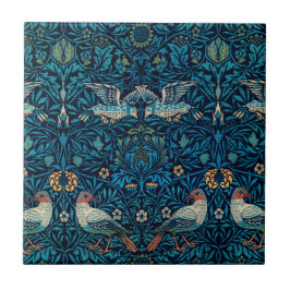 Classic William Morris Blue pattern l Floral Birds Fliese