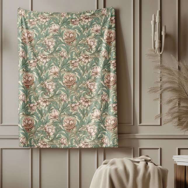 Classic William Morris Cosy Elegance mutierte Farb Fleecedecke (Classic William Morris Cozy Elegance muted colors Fleece Blanket)