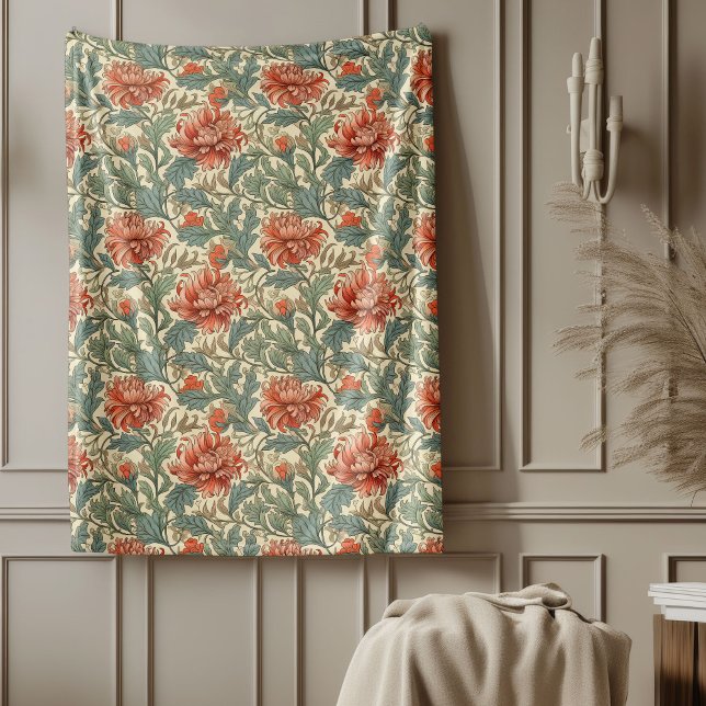 Classic William Morris Elegant Rotes Salbei Elfenb Fleecedecke (Classic William Morris Elegant hot red sage ivory Fleece Blanket)