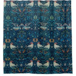 Classic William Morris Erdbeere Retro Navy blau Duschvorhang