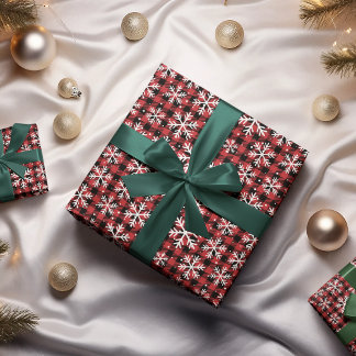 Classic Winter Buffalo Plaid Snowflake Geschenkpapier