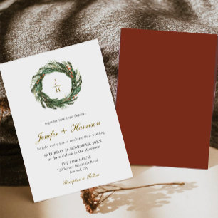 Classic Winter Pine Greenerity Wedding Einladung