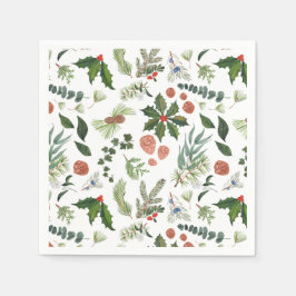 Classic Winter Woodland Watercolor Forest Holiday Serviette