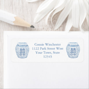 Classic Woman Blue White Watercolor Ginger Jar