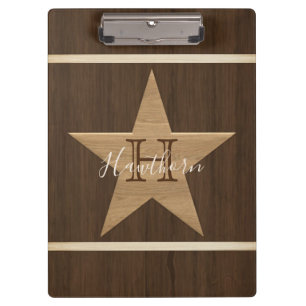 Classic Wood Star Dark Brown und Tan Klemmbrett