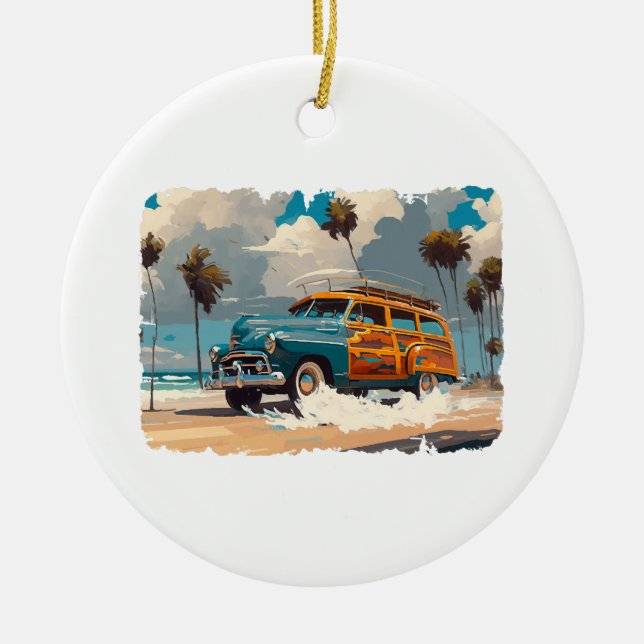 Classic Woody Wagon Keramik Ornament (Vorne)