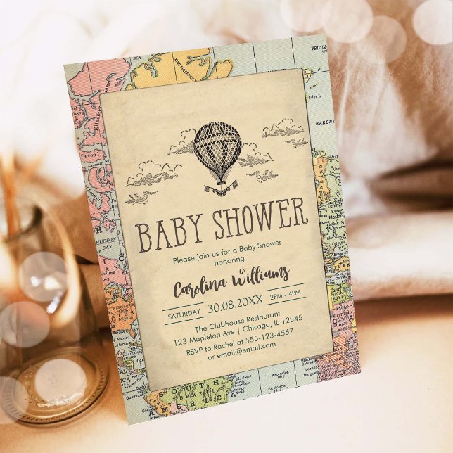 Classic World Travel Baby Shower Invitation Einladung (Von Creator hochgeladen)