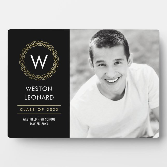 Classic Wreath EDITABLE FARBEN Abschluss Plaque Fotoplatte (Vorderseite)