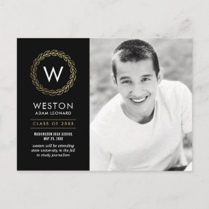 Classic Wreath EDITABLE FARBEN Abschluss Postkarte