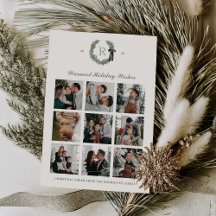 Classic Wreath Monogram Multi-Foto-Urlaubskarte