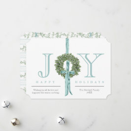 Classic Wreath Ribbon Wasserfarbmuster Kein Foto Feiertagskarte