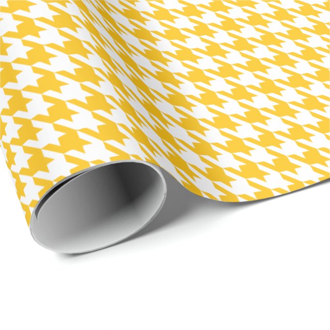 Classic Yellow and White Houndstooth Pattern  Geschenkpapier (Rolleneckpunkt)