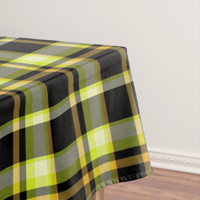 Classic Yellow Black Plaid Pattern Retro Tartan  Tischdecke (Beispiel)