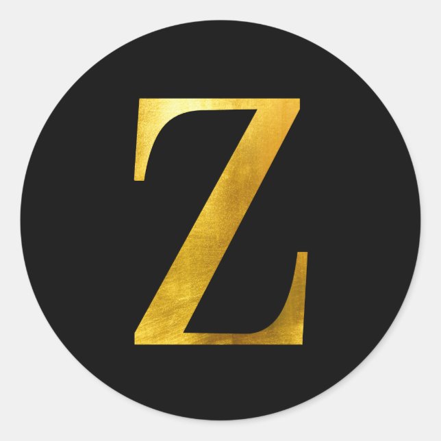 Classic Yellow Foil Monogram Z auf Black Runder Aufkleber (Vorderseite)
