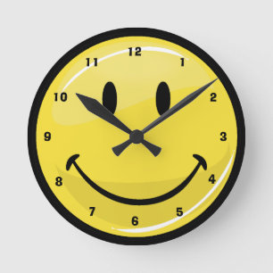 Classic Yellow Happy Face Runde Wanduhr