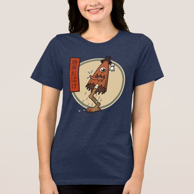 Classic Yokai Karakasa-obake - Japanische Folklore Tri-Blend Shirt (Vorderseite)