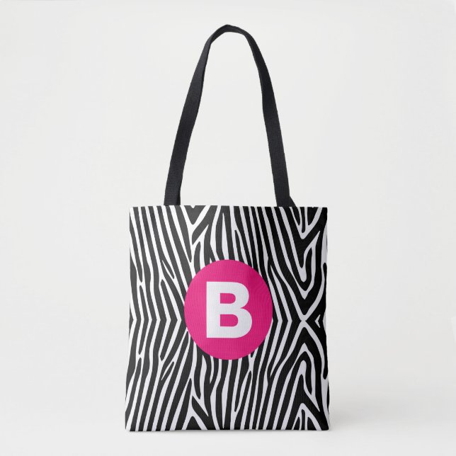 Classic Zebra Stripes Bright Pink Monogram (Vorderseite)
