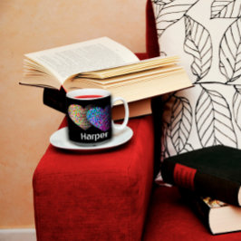 CLassic Zwei-Herz-schwarz Zwei-Tone-Kaffee-Tasse Zweifarbige Tasse