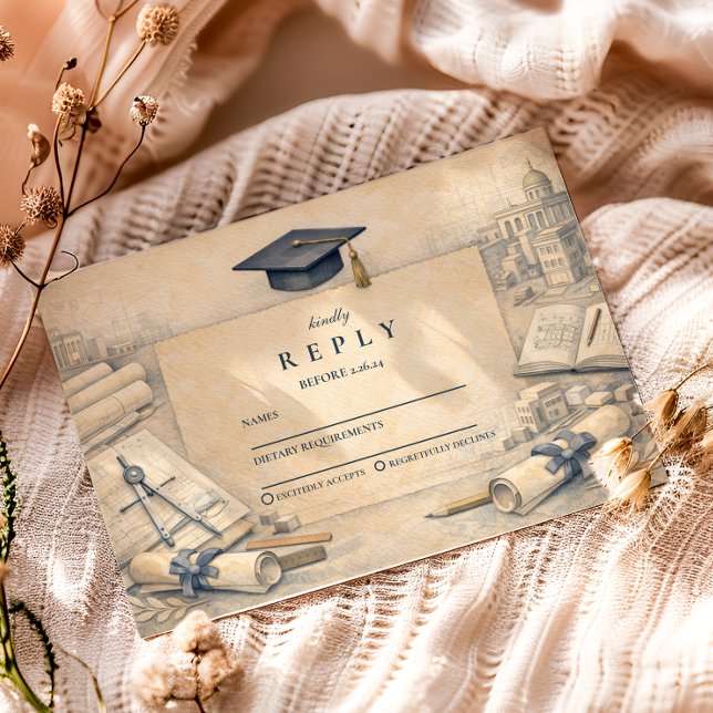 Classical Architecture Graduatio RSVP Karte (Von Creator hochgeladen)