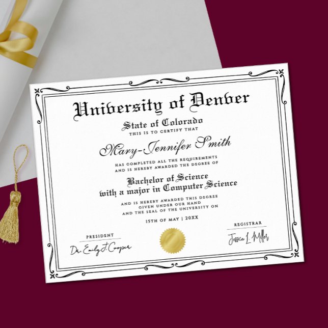 Classical Black White School Certificate Diploma Poster (Von Creator hochgeladen)